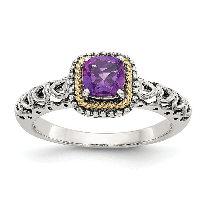Shey Couture Ring Sterling Silver Gold Amethyst Ring