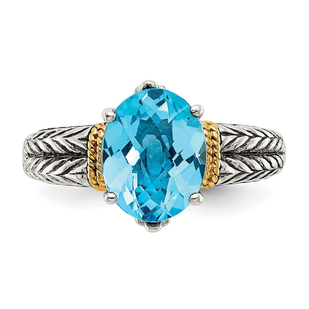 Shey Couture Ring Sterling Silver Gold Blue Topaz Ring