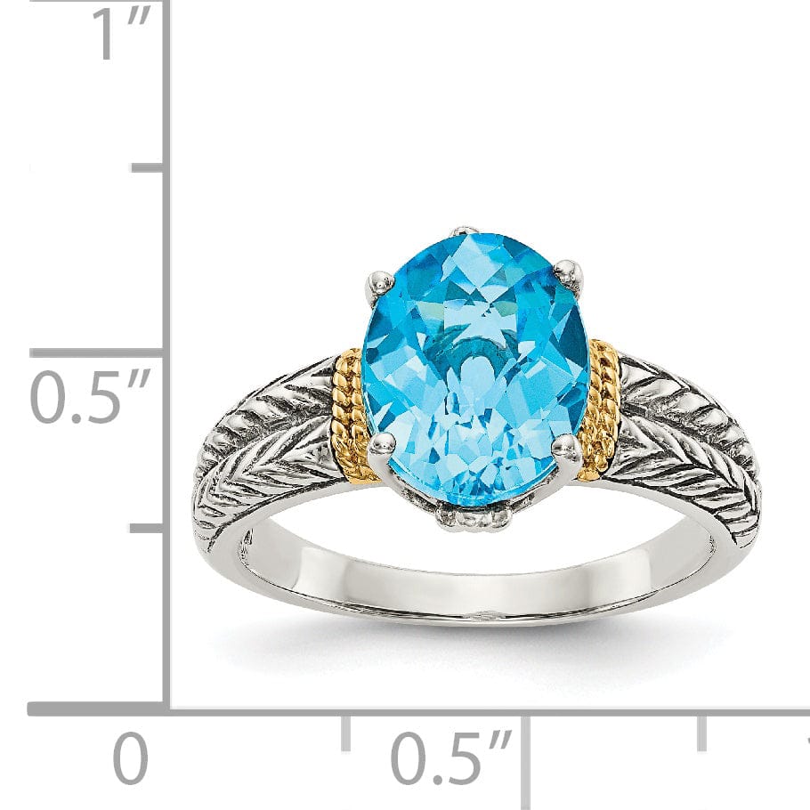 Shey Couture Ring Sterling Silver Gold Blue Topaz Ring