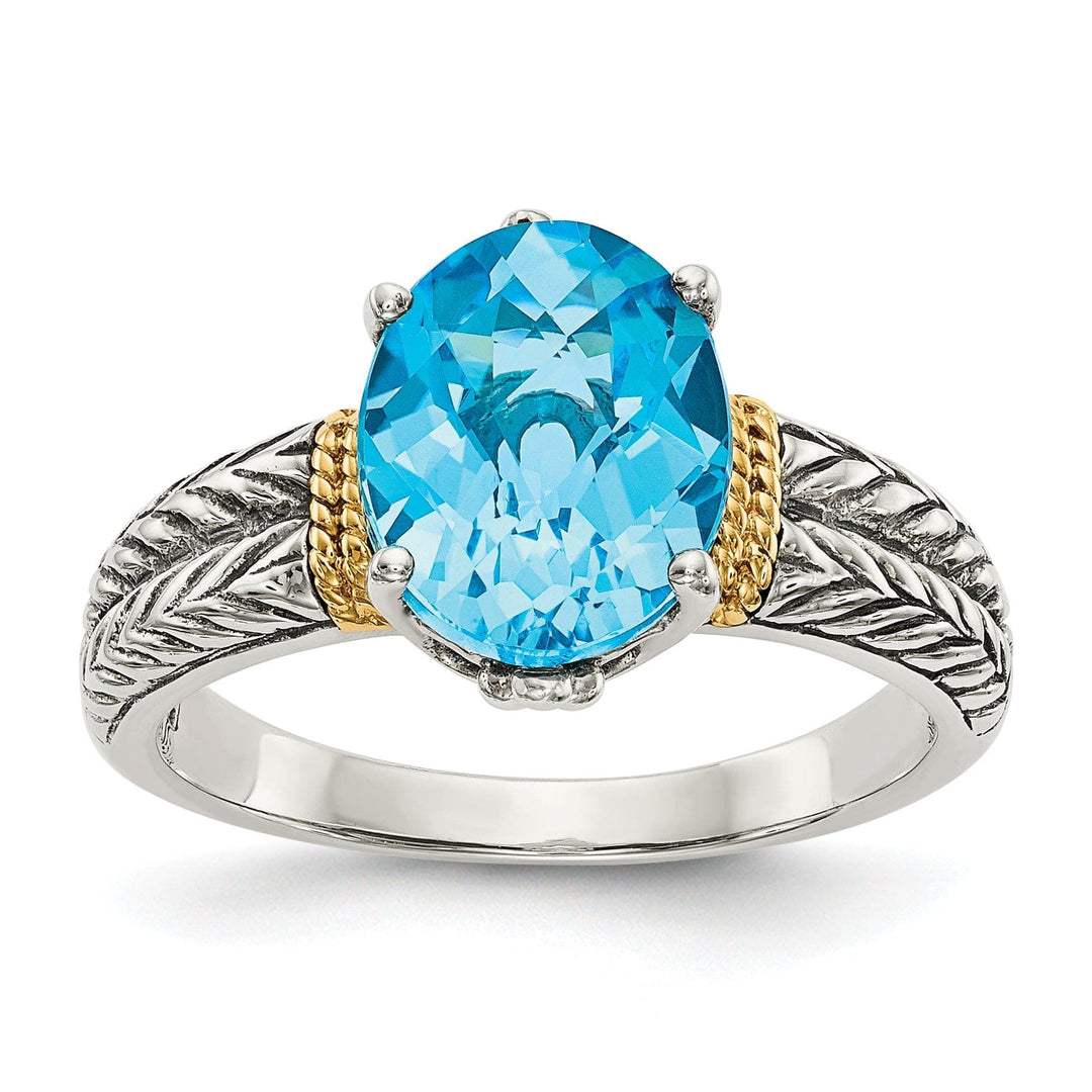 Shey Couture Ring Sterling Silver Gold Blue Topaz Ring