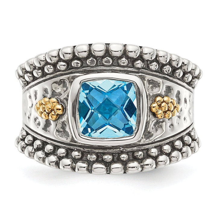 Shey Couture Ring Sterling Silver Gold Blue Topaz Ring