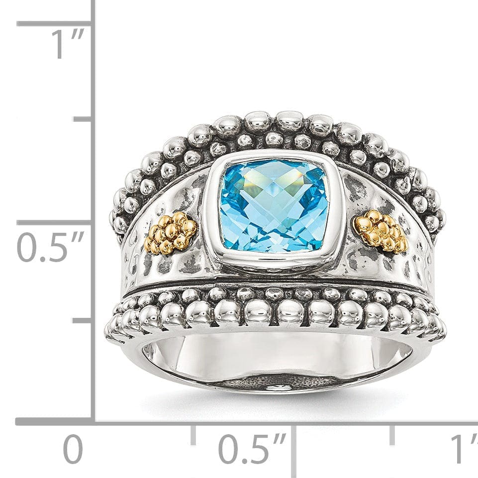 Shey Couture Ring Sterling Silver Gold Blue Topaz Ring