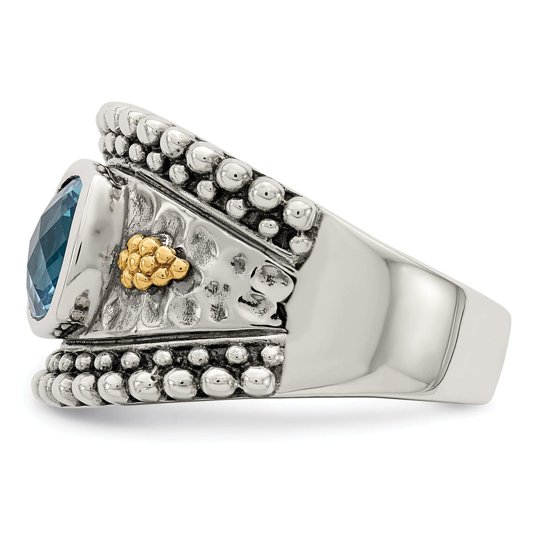 Shey Couture Ring Sterling Silver Gold Blue Topaz Ring