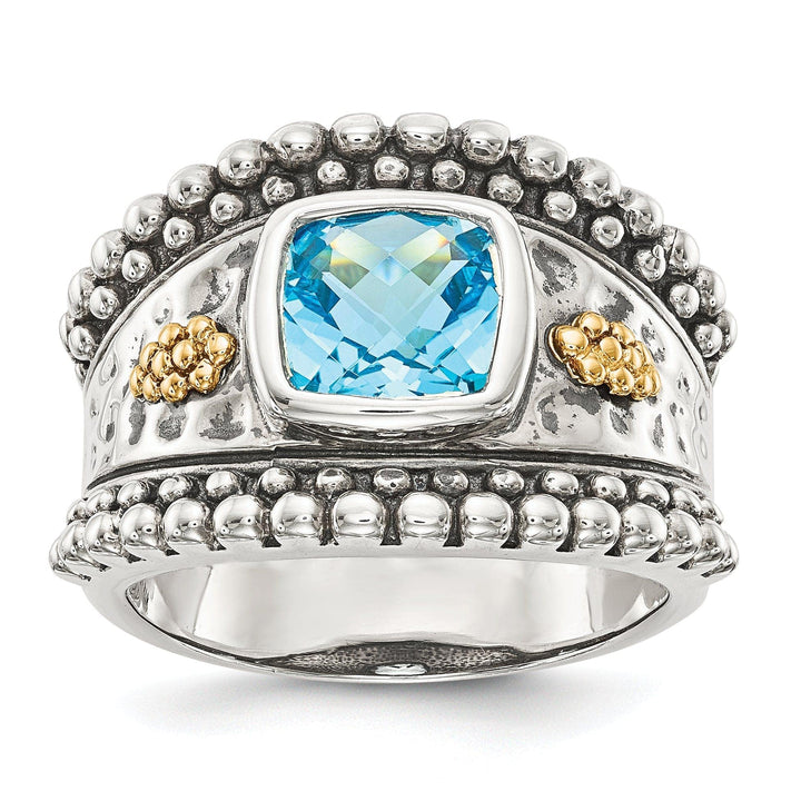 Shey Couture Ring Sterling Silver Gold Blue Topaz Ring