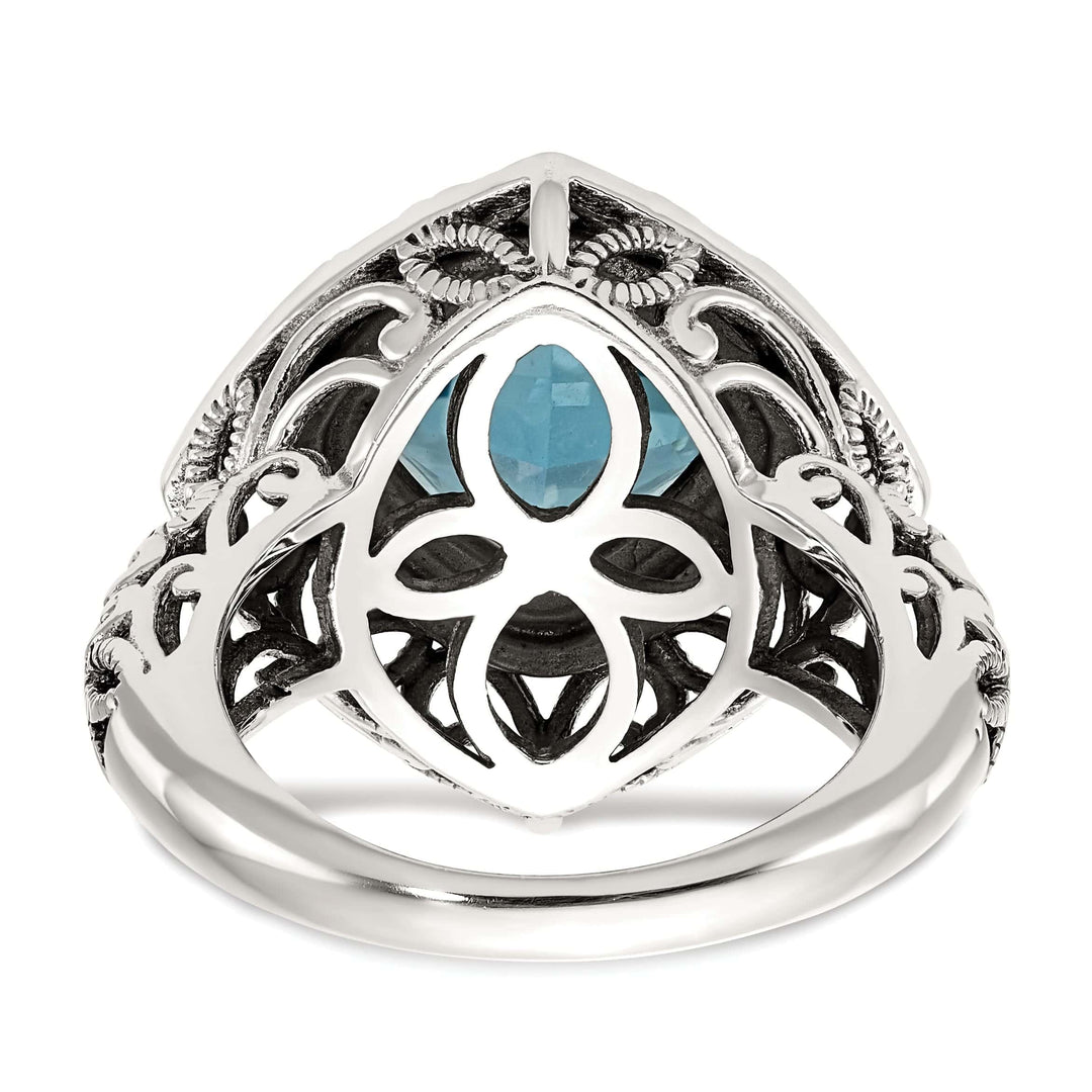 Shey Couture Ring Sterling Silver Gold Blue Topaz Ring