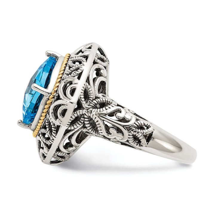 Shey Couture Ring Sterling Silver Gold Blue Topaz Ring