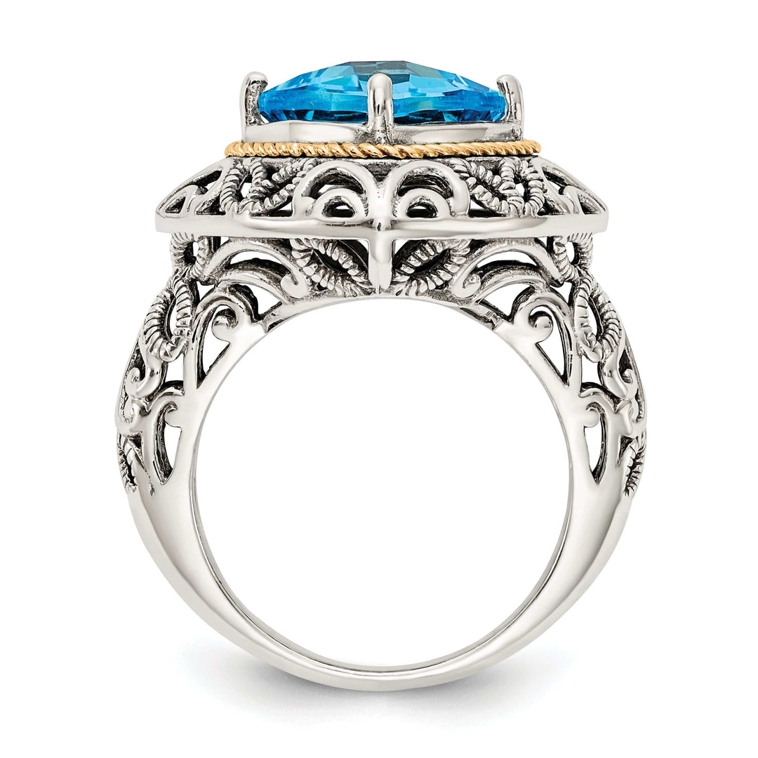 Shey Couture Ring Sterling Silver Gold Blue Topaz Ring