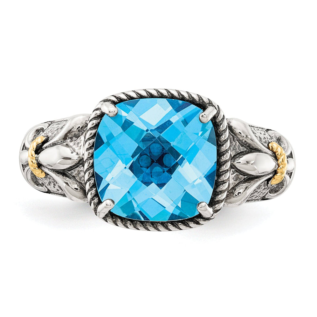 Shey Couture Ring Sterling Silver Gold Blue Topaz Ring