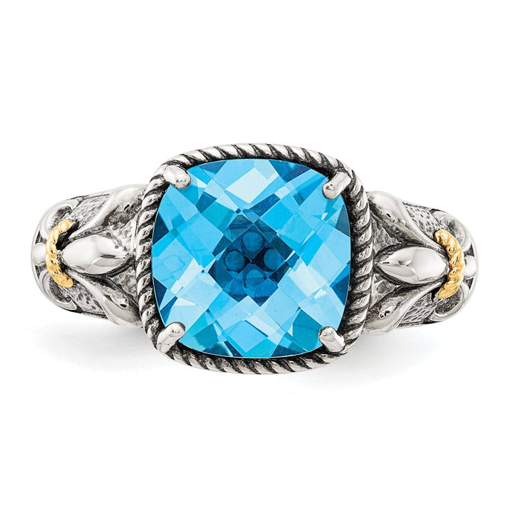 Shey Couture Ring Sterling Silver Gold Blue Topaz Ring