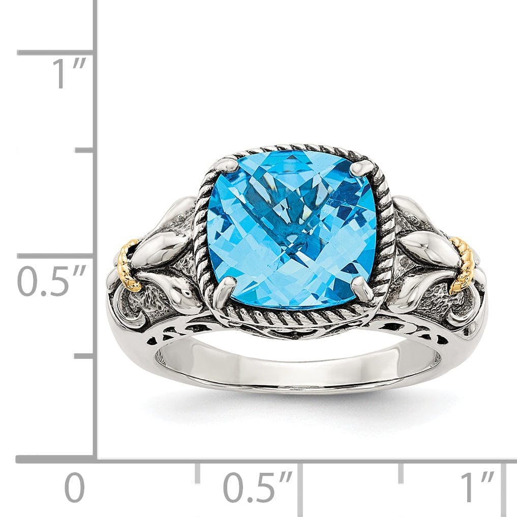 Shey Couture Ring Sterling Silver Gold Blue Topaz Ring