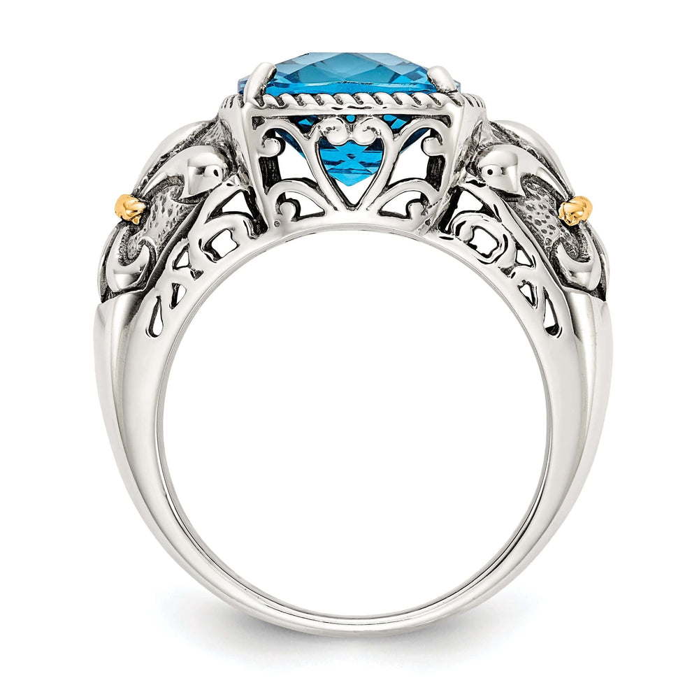Shey Couture Ring Sterling Silver Gold Blue Topaz Ring