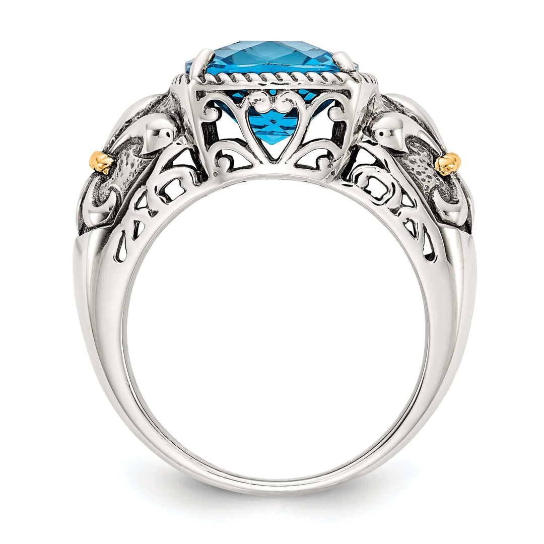 Shey Couture Ring Sterling Silver Gold Blue Topaz Ring
