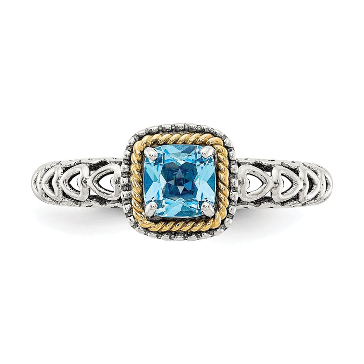 Shey Couture Ring Sterling Silver Gold Blue Topaz Ring