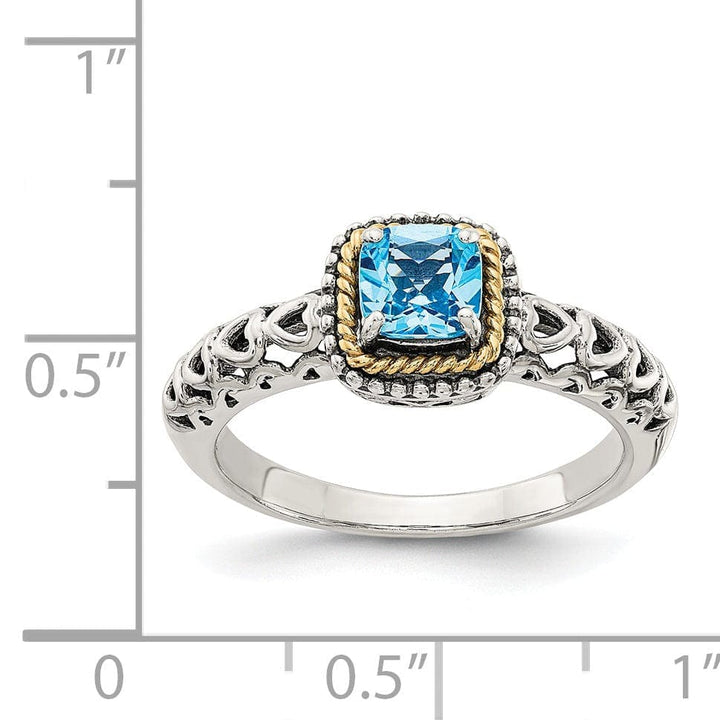 Shey Couture Ring Sterling Silver Gold Blue Topaz Ring