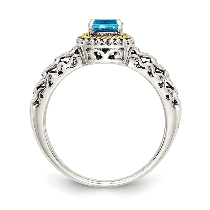 Shey Couture Ring Sterling Silver Gold Blue Topaz Ring