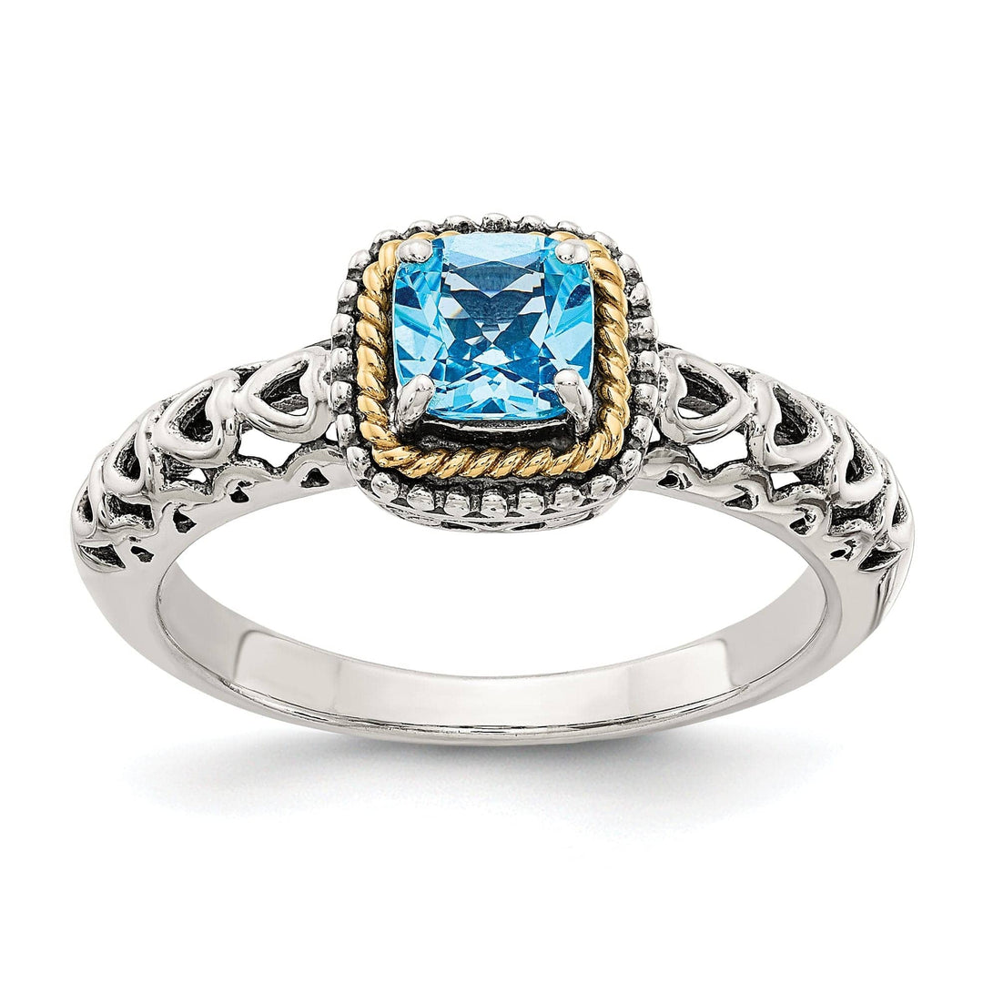 Shey Couture Ring Sterling Silver Gold Blue Topaz Ring