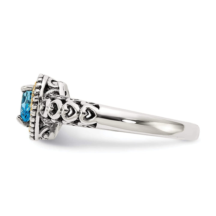 Shey Couture Ring Sterling Silver Gold Blue Topaz Ring