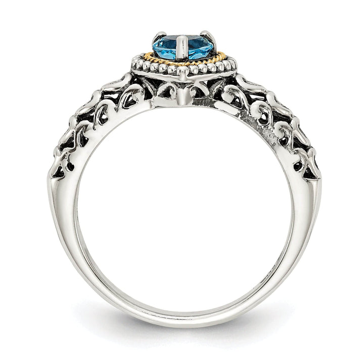 Shey Couture Ring Sterling Silver Gold Blue Topaz Ring