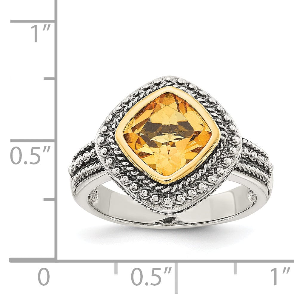 Shey Couture Ring Sterling Silver Gold Citrine Ring