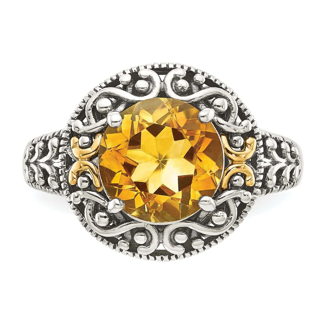 Shey Couture Ring Sterling Silver Gold Citrine Ring