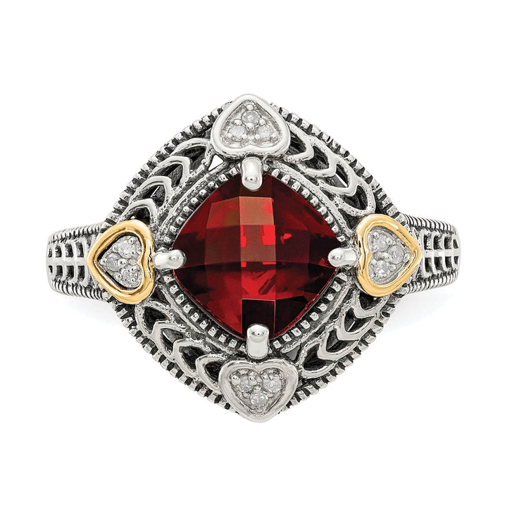 Shey Couture Ring Sterling Silver Gold Diamond Garnet Ring
