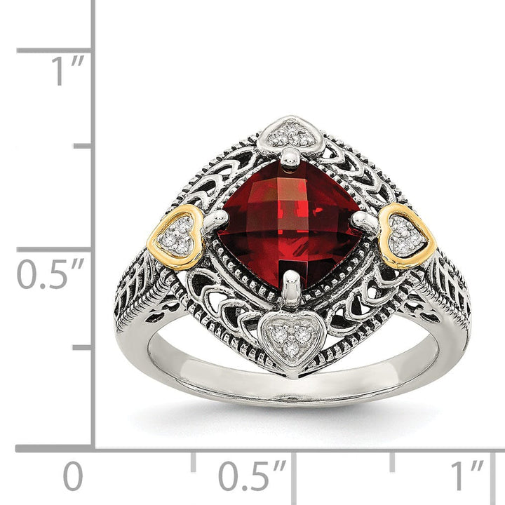 Shey Couture Ring Sterling Silver Gold Diamond Garnet Ring