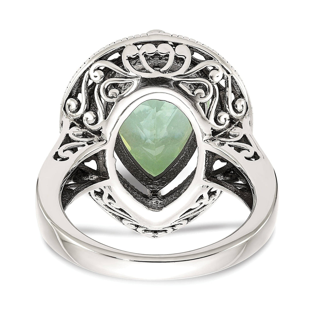 Shey Couture Ring Sterling Silver Gold Diamond Green Quartz Ring