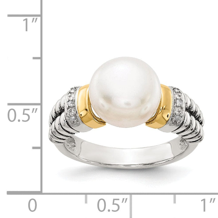 Shey Couture Ring Sterling Silver Gold Diamond Pearl Ring
