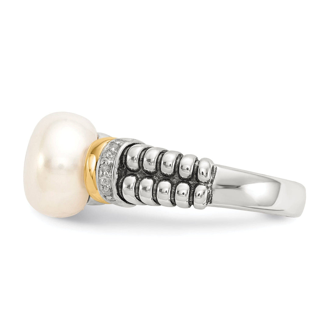 Shey Couture Ring Sterling Silver Gold Diamond Pearl Ring