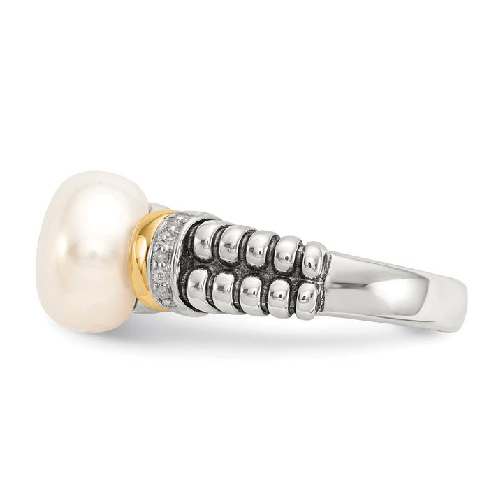 Shey Couture Ring Sterling Silver Gold Diamond Pearl Ring