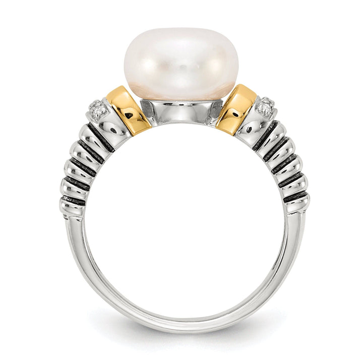 Shey Couture Ring Sterling Silver Gold Diamond Pearl Ring