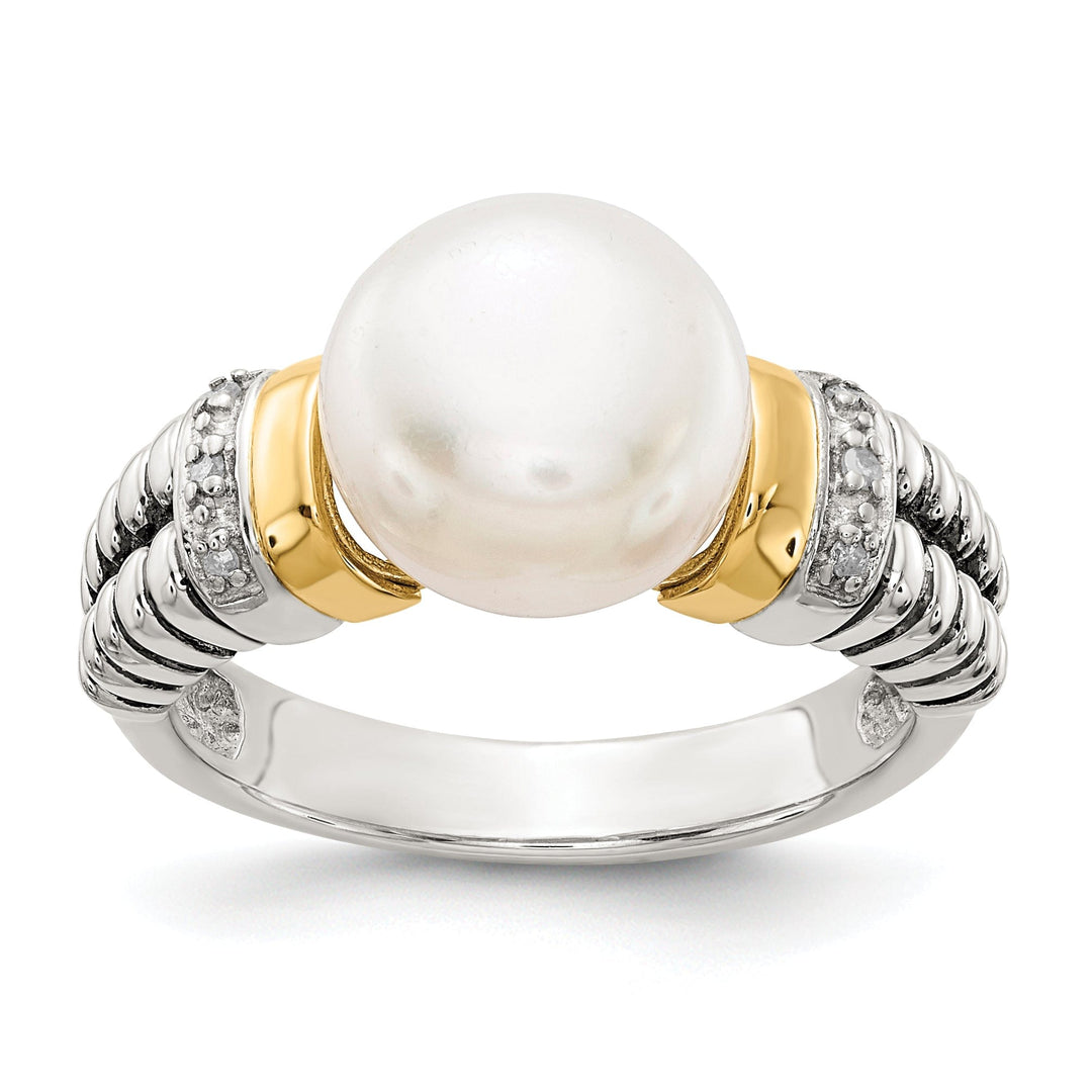 Shey Couture Ring Sterling Silver Gold Diamond Pearl Ring
