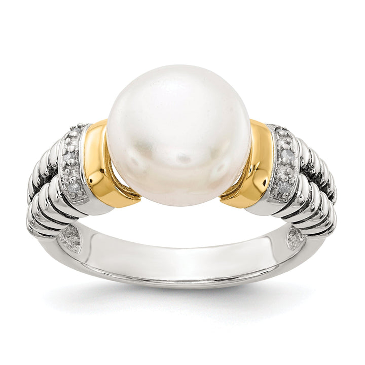 Shey Couture Ring Sterling Silver Gold Diamond Pearl Ring