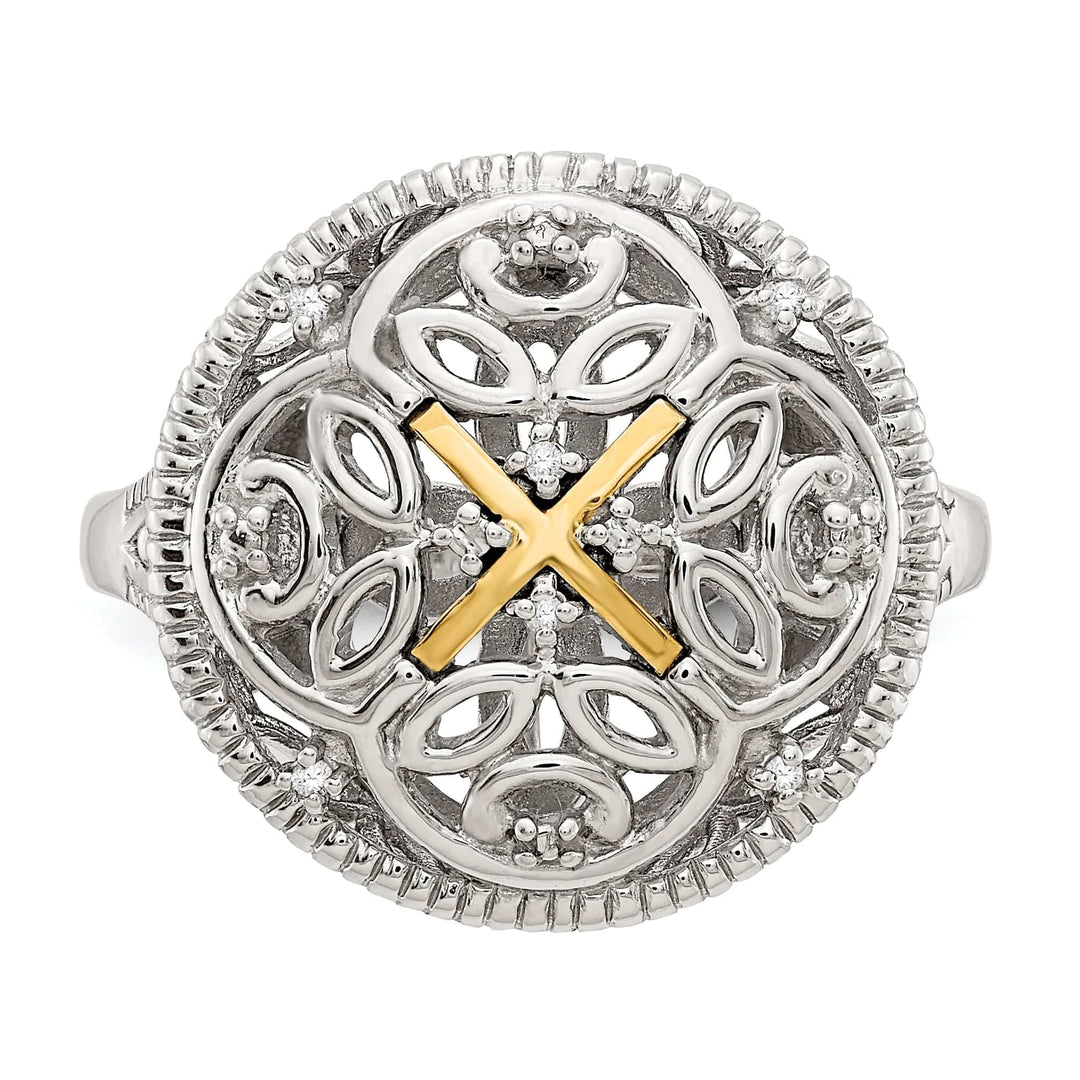 Shey Couture Ring Sterling Silver Gold Diamond Vintage Ring