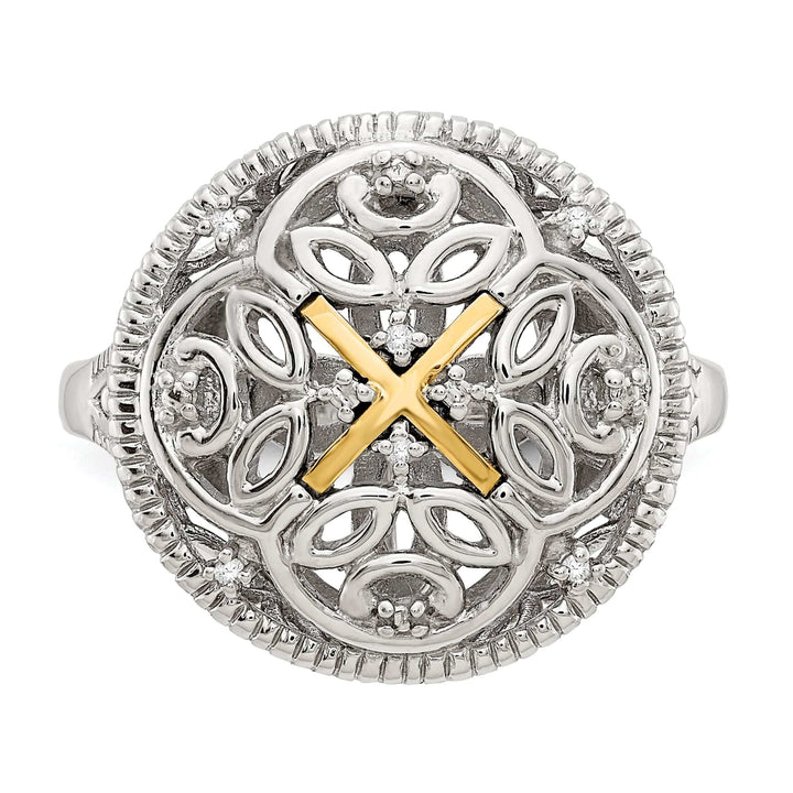 Shey Couture Ring Sterling Silver Gold Diamond Vintage Ring