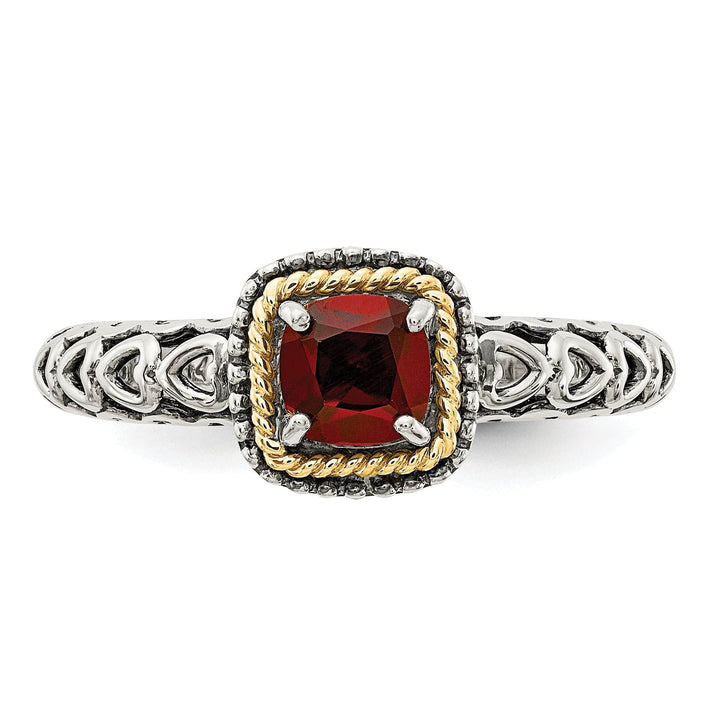 Shey Couture Ring Sterling Silver Gold Garnet Ring