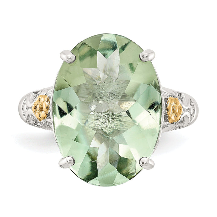 Shey Couture Ring Sterling Silver Gold Green Quartz Ring