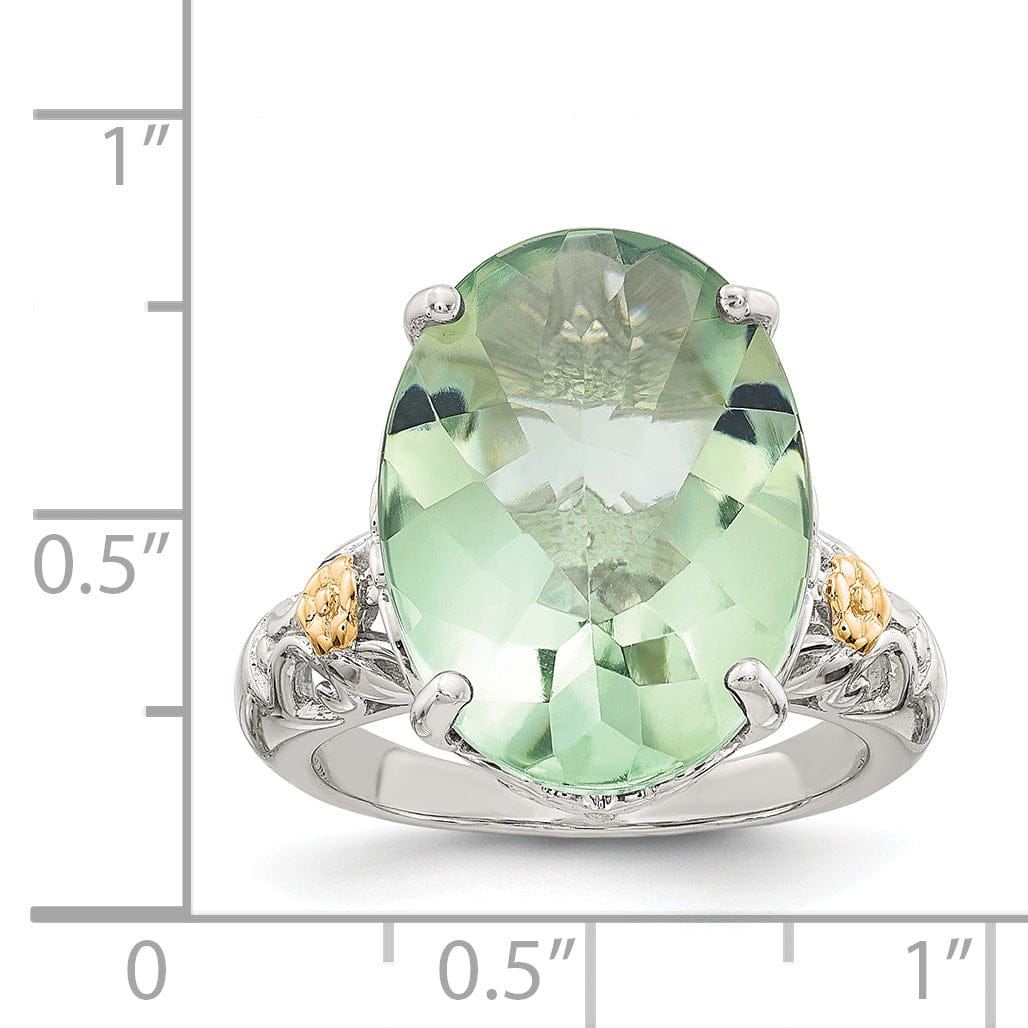 Shey Couture Ring Sterling Silver Gold Green Quartz Ring