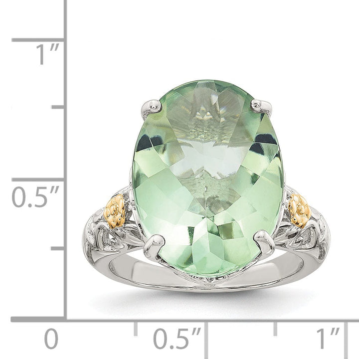 Shey Couture Ring Sterling Silver Gold Green Quartz Ring
