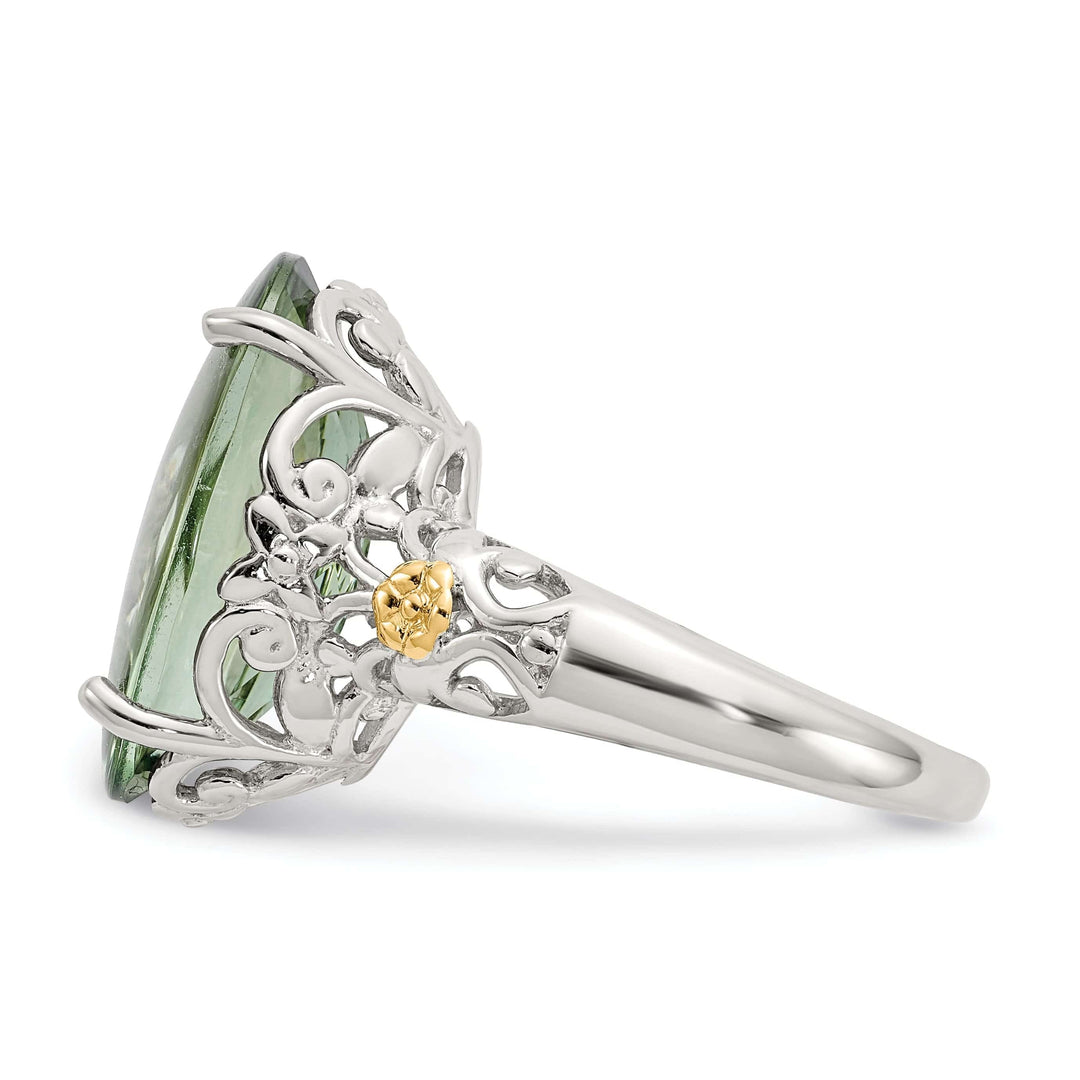 Shey Couture Ring Sterling Silver Gold Green Quartz Ring