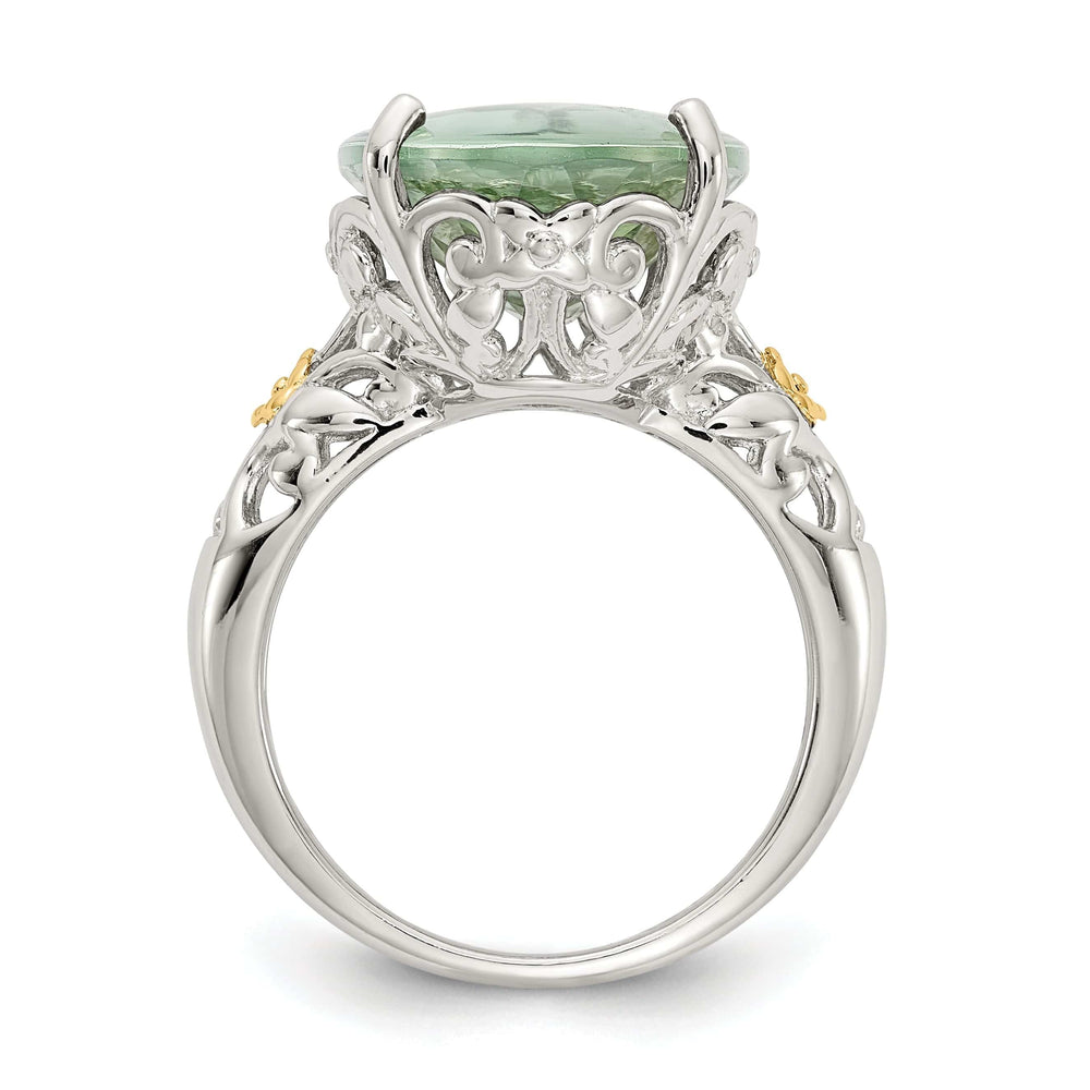 Shey Couture Ring Sterling Silver Gold Green Quartz Ring