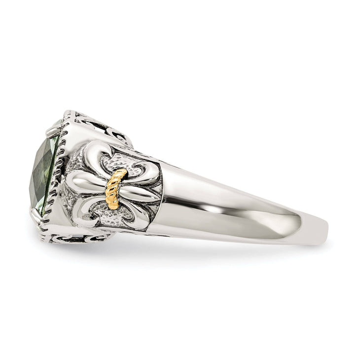 Shey Couture Ring Sterling Silver Gold Green Quartz Ring