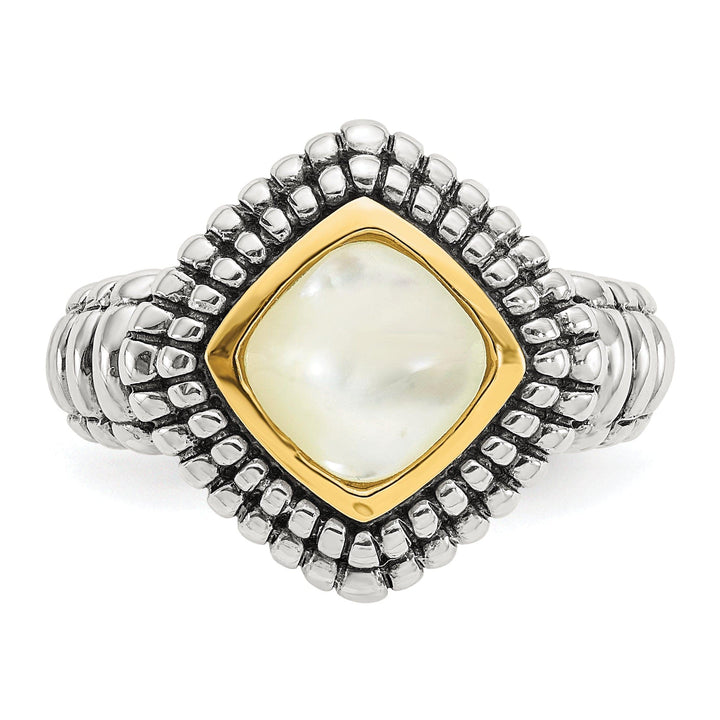 Shey Couture Ring Sterling Silver Gold Mother of Pearl Ring