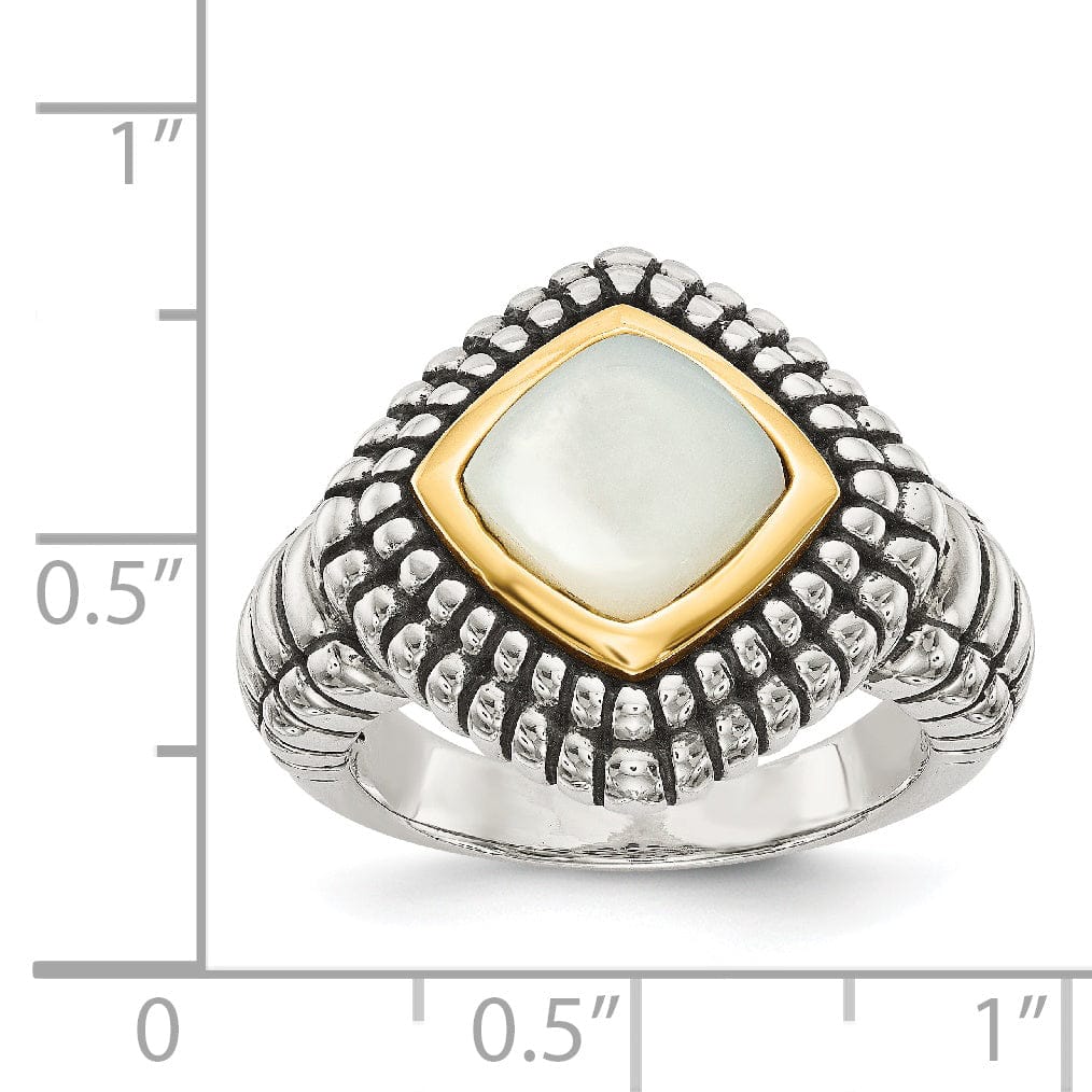 Shey Couture Ring Sterling Silver Gold Mother of Pearl Ring