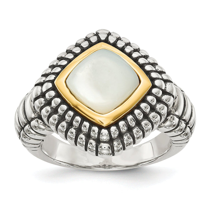 Shey Couture Ring Sterling Silver Gold Mother of Pearl Ring