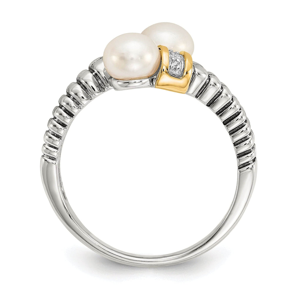 Shey Couture Ring Sterling Silver Gold Pearl Diamond Ring