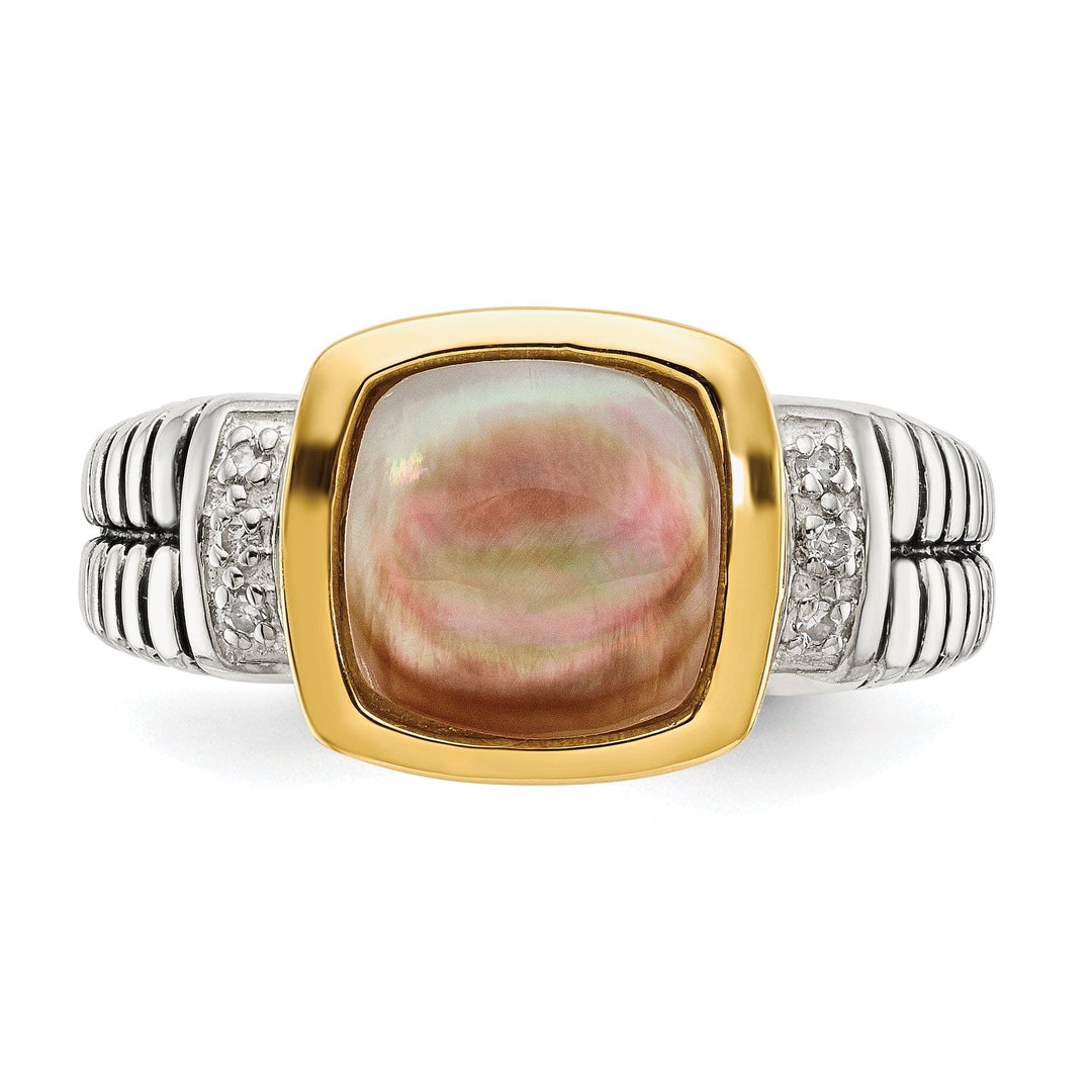 Shey Couture Ring Sterling Silver Gold Pearl Diamond Ring