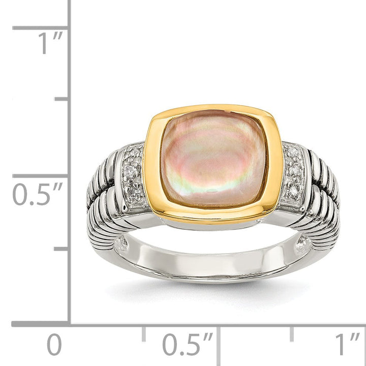 Shey Couture Ring Sterling Silver Gold Pearl Diamond Ring