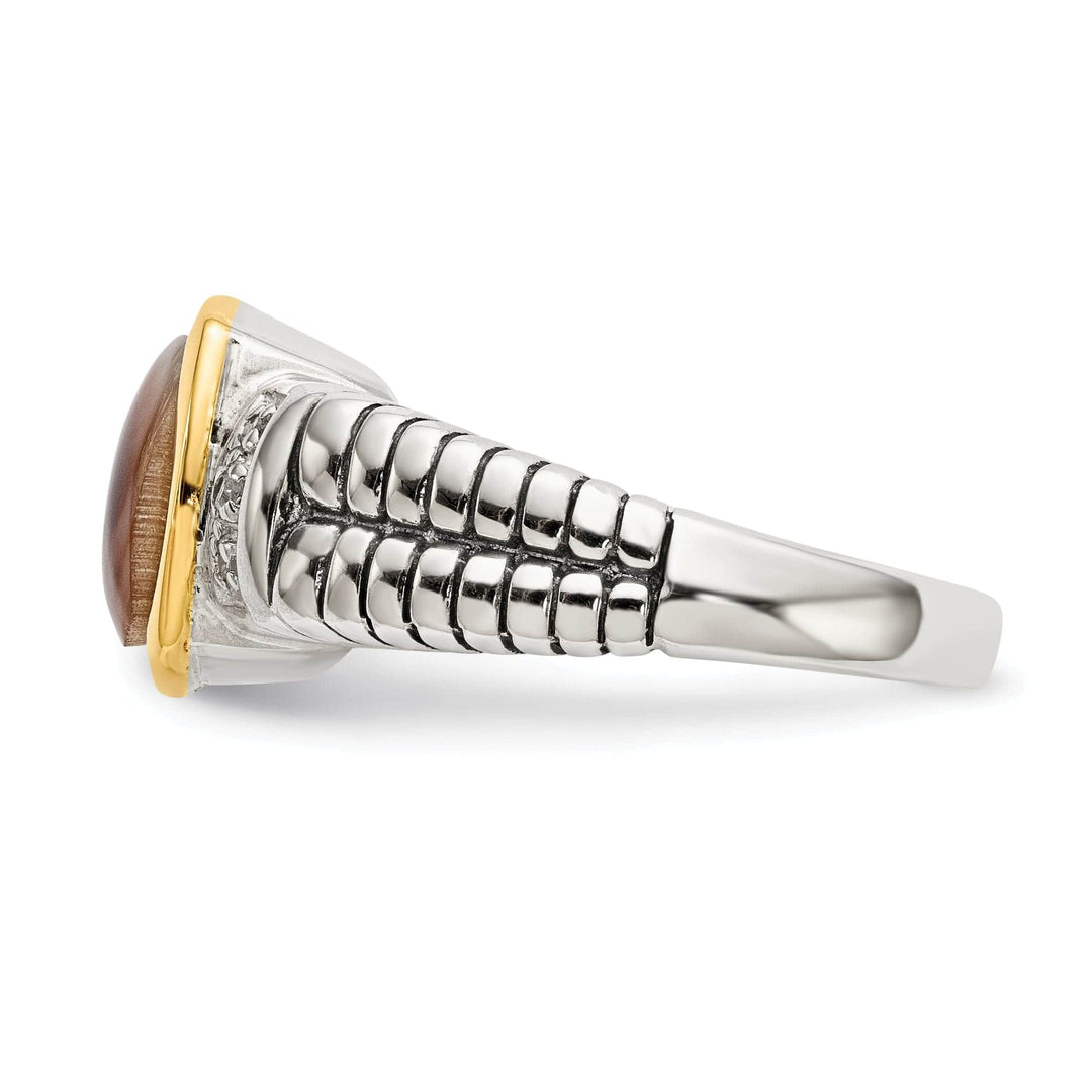 Shey Couture Ring Sterling Silver Gold Pearl Diamond Ring