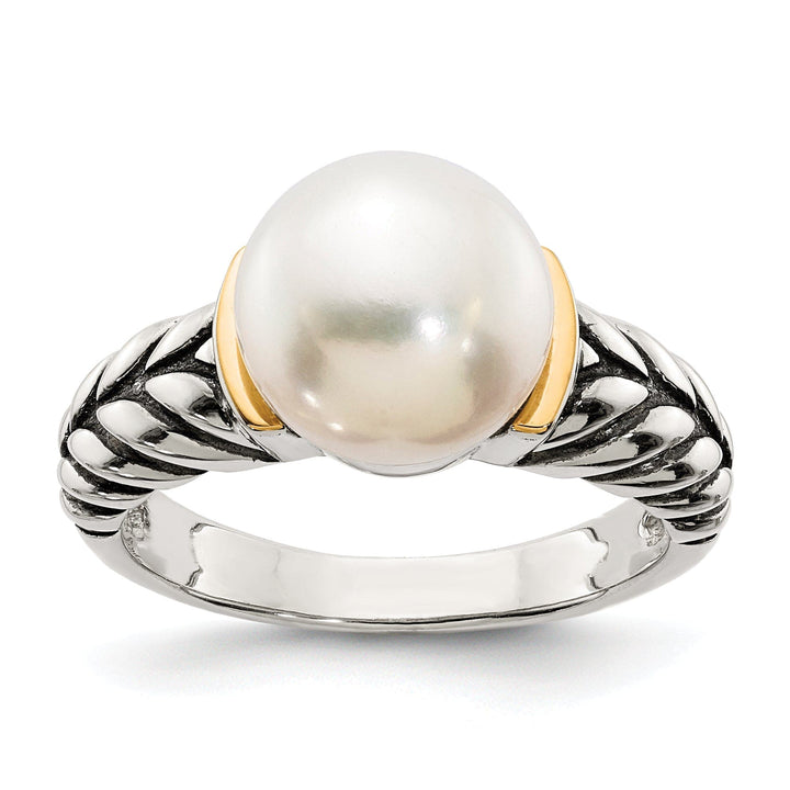 Shey Couture Ring Sterling Silver Gold Pearl Ring